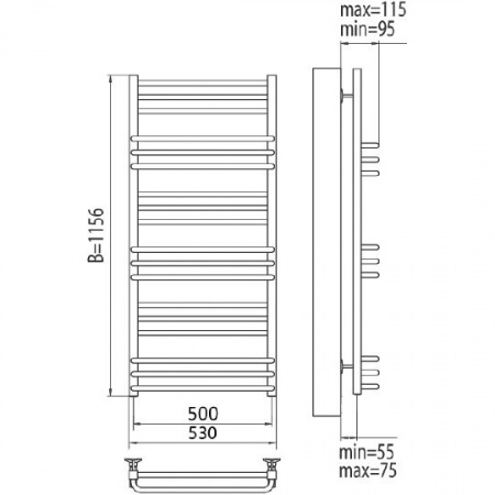 Полотенцесушитель электрический Terminus Соренто П18 4660059921136 500х1156 фото