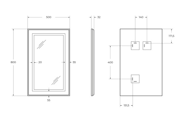 Зеркало с подсветкой и сенсорным выключателем BelBagno SPC-KRAFT-500-800-SENS-NERO 50x80 черное фото
