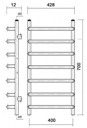 Полотенцесушитель водяной Domoterm Стефано П7 (400х700) (бронза) фото