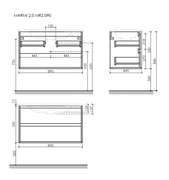 Тумба под раковину Sancos Marmi 2.0 MR2.090ECH дуб чарльстон фото