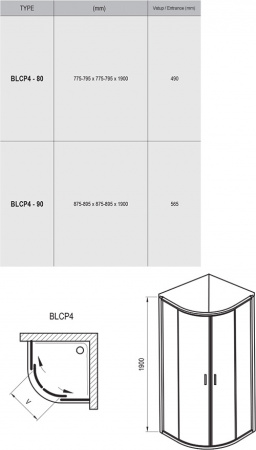Душевой уголок Ravak Blix BLCP4-90 3B270C00Z1 блестящий/transparent фото