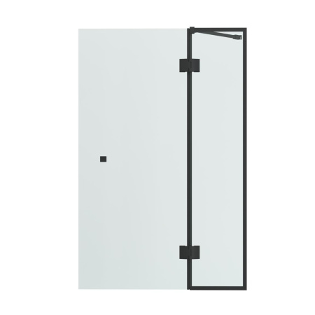 Стеклянная шторка для ванной распашная Bravat Alfa BG090.1400BM 140x90 черная прозрачное стекло фото