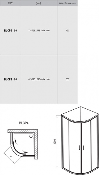 Душевой уголок Ravak Blix BLCP4-80 3B240C00Z1 блестящий/transparent фото