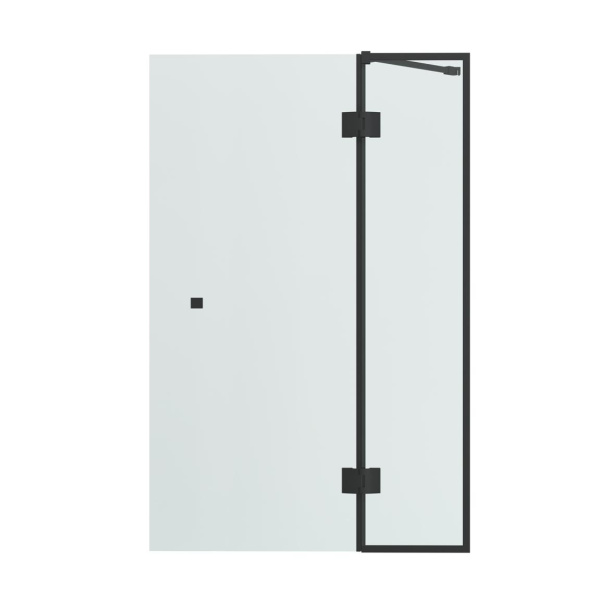 Стеклянная шторка для ванной распашная Bravat Alfa BG090.1400BM 140x90 черная прозрачное стекло фото