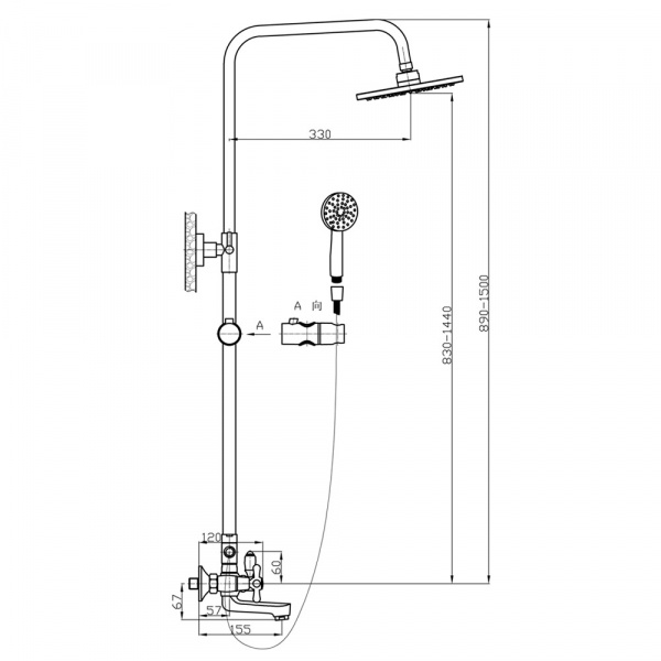 Душевая система (стойка) Raiber R0802-1 фото