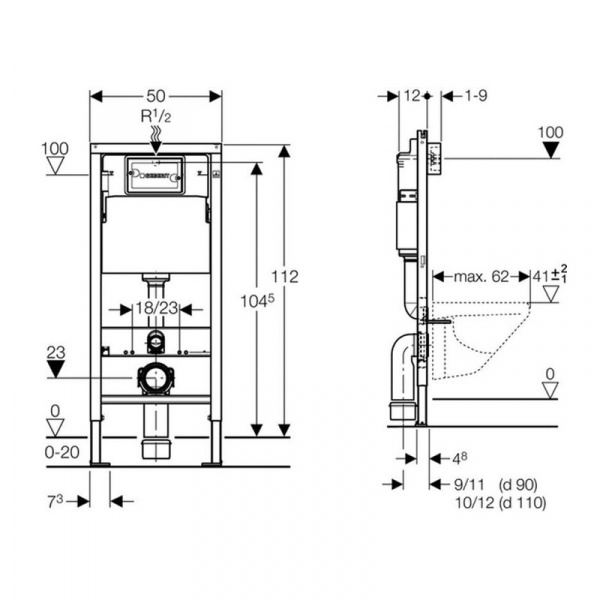 Инсталляция для подвесных унитазов Geberit Duofix UP100 458.103.00.1 фото