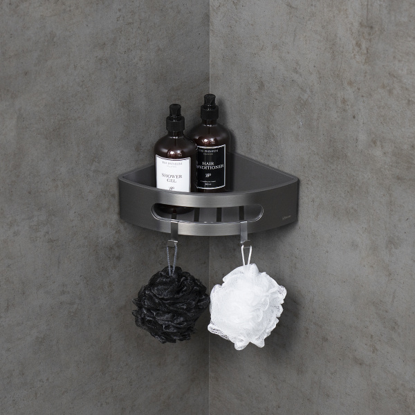 Металлическая полка угловая Lemark Shelf Line 9776048 графит/вставка-пластик графит фото