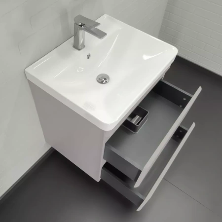 Тумба с раковиной Comforty Енисей-60П2 00-00022356CF серый шелк фото