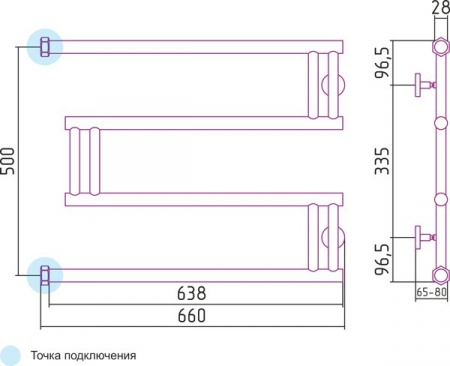 Водяной полотенцесушитель Сунержа High-Tech 00-0050-5065 фото