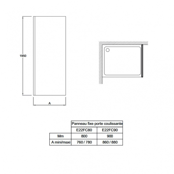 Душевая перегородка Jacob Delafon Contra E22FC90-GA 90 см фото