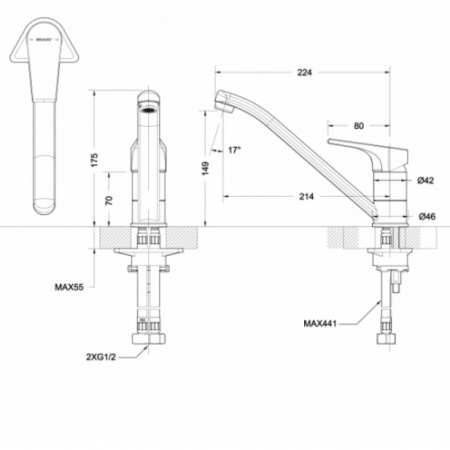 Смеситель для кухни Bravat Vega F7119177CP-1 фото