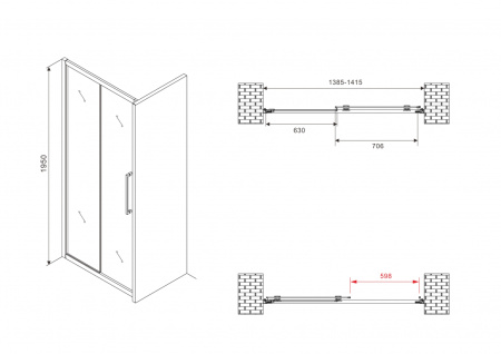 Душевая дверь ABBER Schwarzer Diamant AG30140H 140 см фото