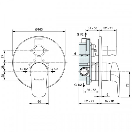 Смеситель для ванны и душа Ideal Standard Ceraflex A6725AA фото