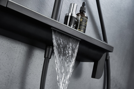 Душевая стойка с тропическим душем Savol SK-H3145H черная матовая фото