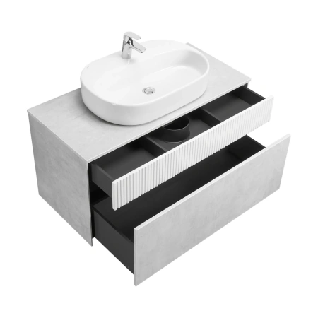 Тумба под раковину Акватон Марбл 100 1A276301MH4C0 белый матовый/слэйт фото