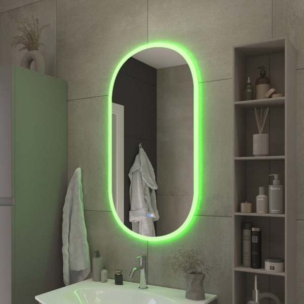 Зеркало с контурной разноцветной подсветкой RGB и сенсорным выключателем Cezares Ellise CZR-SPC-ELS-550-1050-RGB-TCH 55x105 фото
