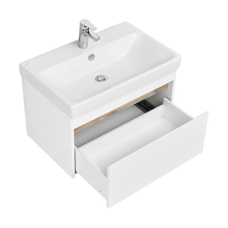 Тумба с раковиной Акватон Марти 70 1A267501MY010 белый глянцевый / дуб эдгрейн фото