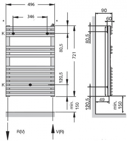Водяной полотенцесушитель Zehnder Forma Inox LFI-070-050 фото