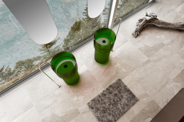 Напольная раковина из полиэфирной смолы Abber Kristall AT2701Emerald зеленая фото