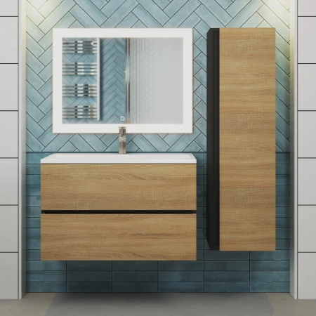 Тумба под раковину Uperwood Barsa 80 293020539 черная/дуб сонома фото