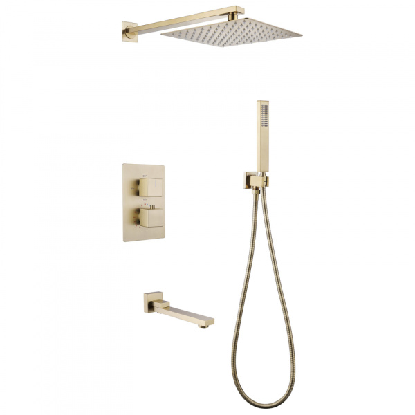 Душевая система скрытого монтажа с термостатом Abber Daheim AF8250G золото матовое фото