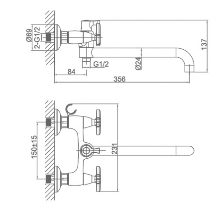 Смеситель для ванны с душем D&K Goethe Hessen DA1383341 фото