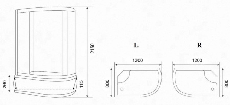 Душевая кабина Parly Bianco BMM120R 120x80 фото