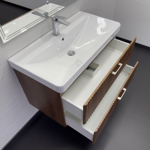 Тумба с раковиной Comforty Ангара 90П 00-00021037 дуб темно-коричневый фото