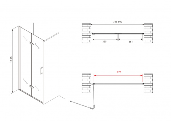 Душевая дверь ABBER Zart AG08080P 80 см фото