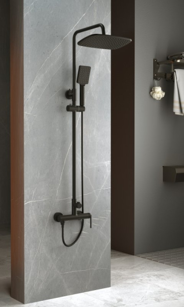 Душевая система (стойка) BelBagno Acqua ACQUA-DOCM-NERO черная матовая фото