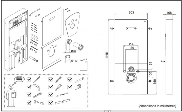 Модуль для подвесного унитаза Oli QR-INOX SUSP BUTTON 061565 белый фото