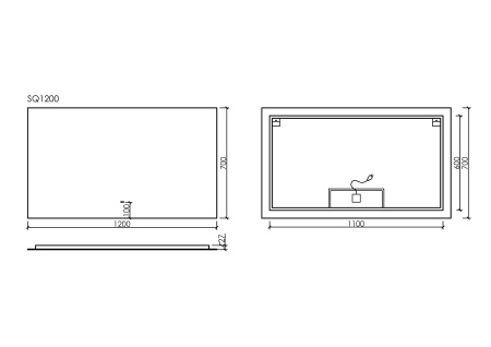 Зеркало с подсветкой Sancos Square SQ1200 120x70 фото