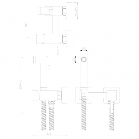 Гигиенический душ со смесителем Rossinka X X25-54 фото