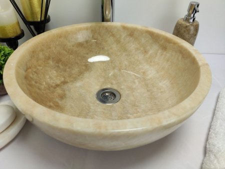 Накладная раковина из оникса Indo Bowl Yellow Small TinLip BO-00322 фото