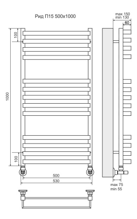 Водяной полотенцесушитель Рид П13 500х1000 Terminus 4670078513441 фото
