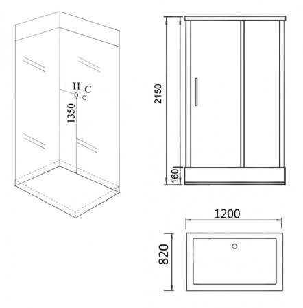 Душевая кабина Grossman GR267 120x80 черная фото