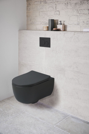 Подвесной унитаз безободковый Vincea Evo VT1-34SMB с сиденьем фото