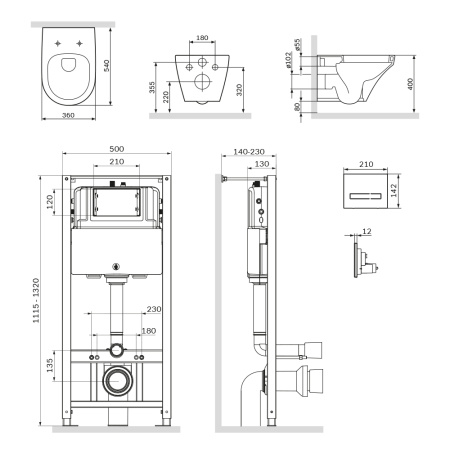 Комплект: инсталляция с унитазом и клавишей AM.PM Inspire IS450A38.501700 фото