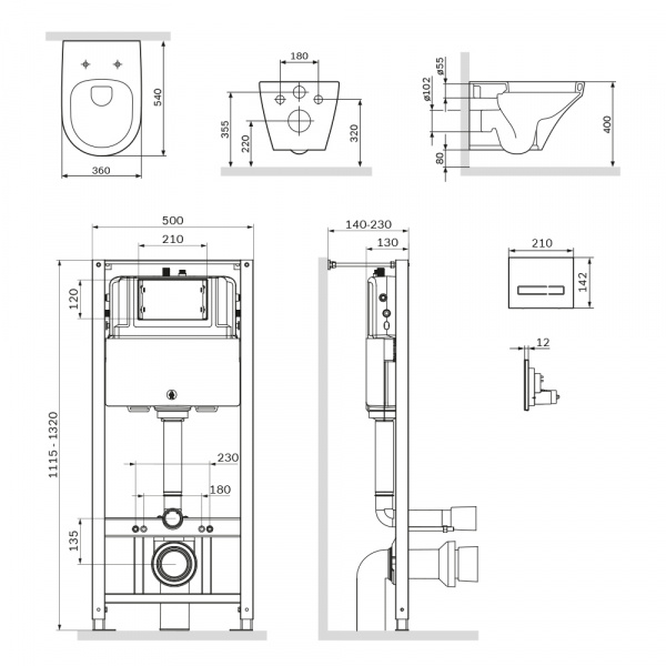 Комплект: инсталляция с унитазом и клавишей AM.PM Inspire IS450A38.501700 фото