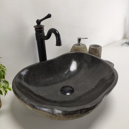 Накладная раковина из речного камня RS0934 (46*39*15) фото