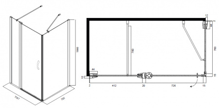 Душевой уголок Am.Pm Bliss L W53G-E8W4W8CT 120х80 фото