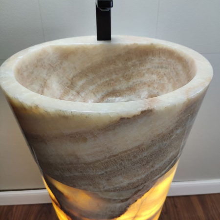 Раковина напольная из оникса Yellow ON-01355 (45*45*90) фото