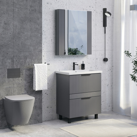 Тумба с раковиной Comforty Лима 70Н2 00-00019179 антрацит фото