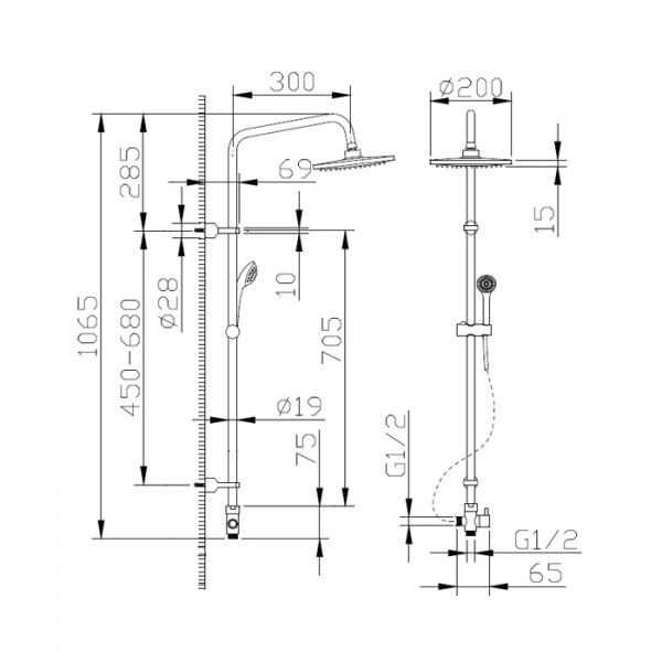 Душевая система (стойка) Bravat Fit R D283CP-2-RUS фото
