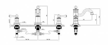 Смеситель для раковины двухвентильный Timo Adelia 6021/04F черный антик фото