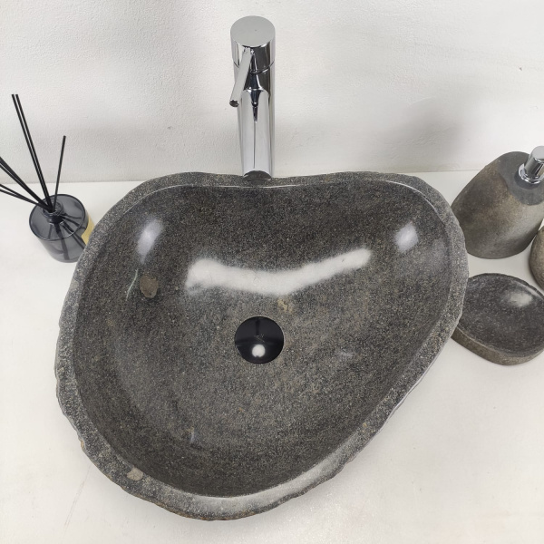 Накладная раковина из речного камня RS0968 (47*41*15) фото