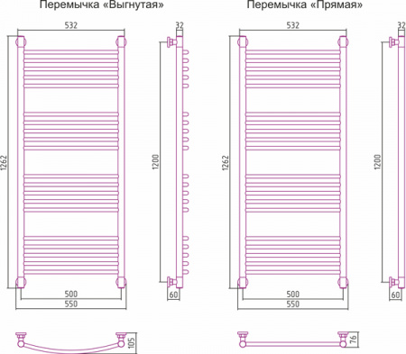 Водяной полотенцесушитель Сунержа Богема+ 120x50 00-0220-1250 фото