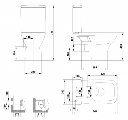 Унитаз напольный с бачком Gala Street Square 05120(70583) фото