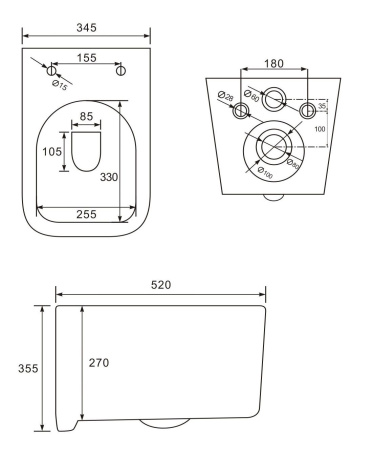 Унитаз подвесной безободковый Art&Max Latina AM215CHR/SC с сиденьем фото