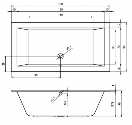 Акриловая ванна Riho Lugo BT0300500000000 180х90 фото
